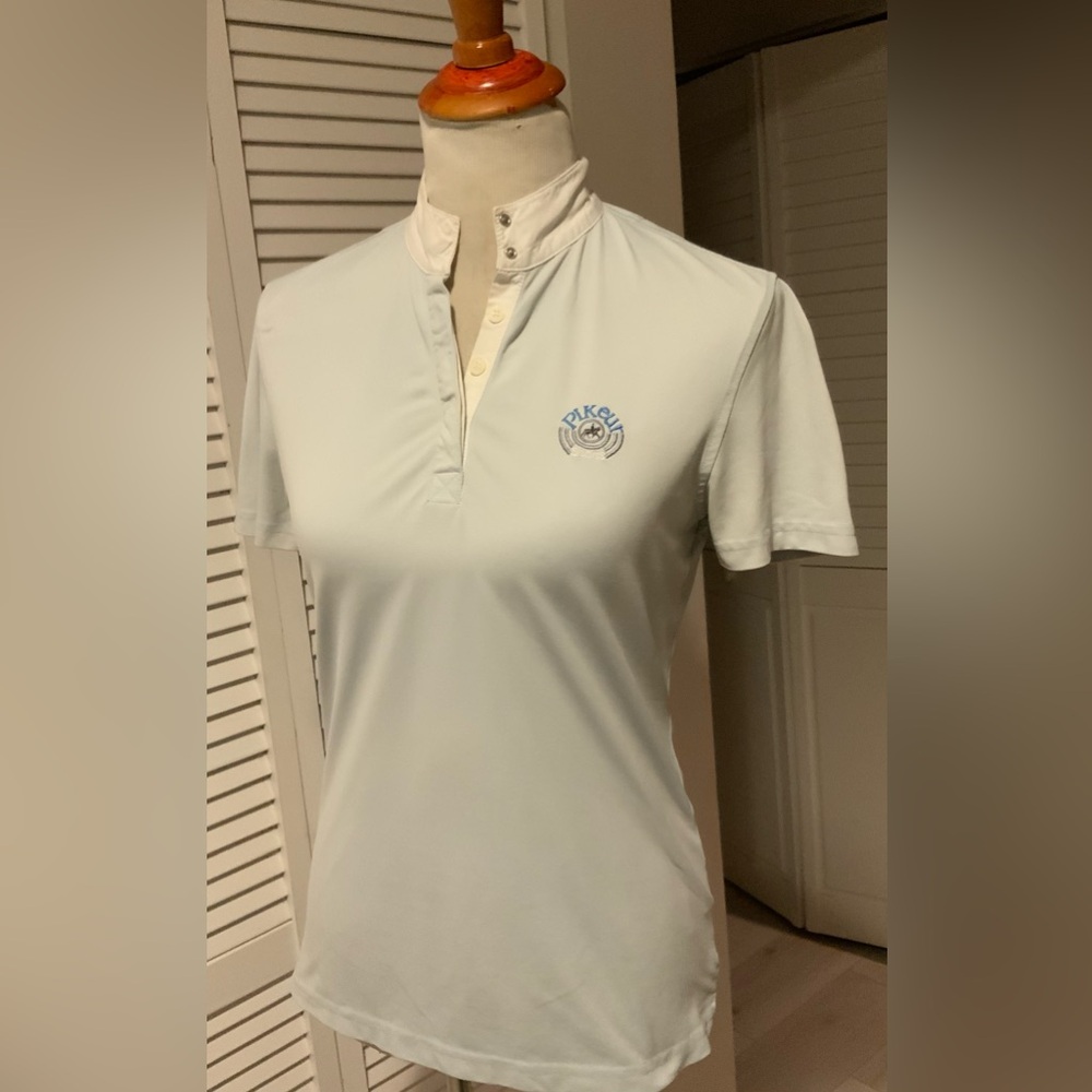 Pikeur Sports Short-Sleeve Show Shirt Light Blue w/ White Collar Size 38(US 6–8) - Picture 4 of 8